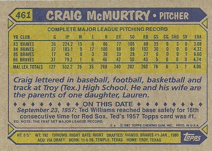 Craig McMurtry  baseball card collectible - Main Image 2