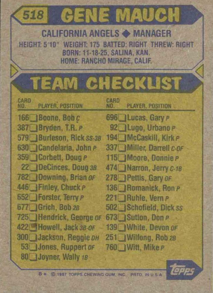 Gene Mauch  baseball card collectible - Main Image 2