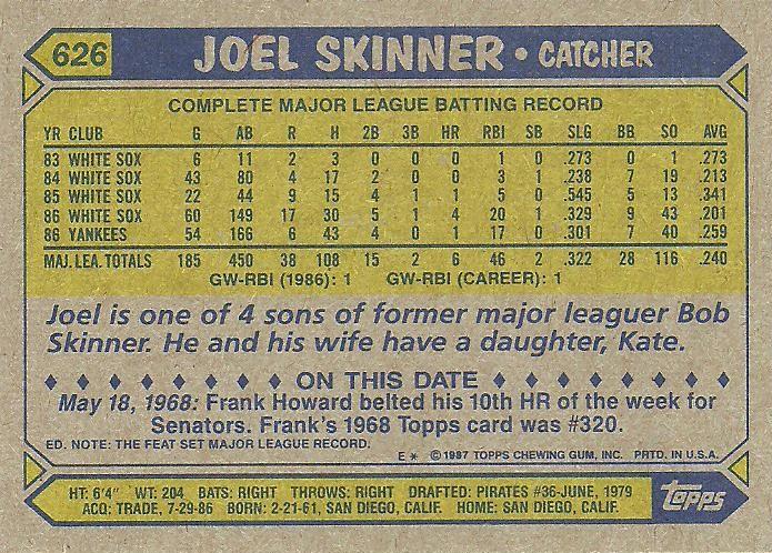 Joel Skinner  baseball card collectible - Main Image 2