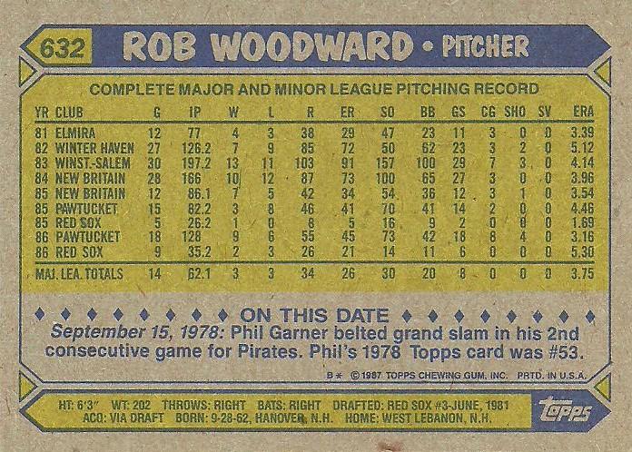 Rob Woodward  baseball card collectible - Main Image 2
