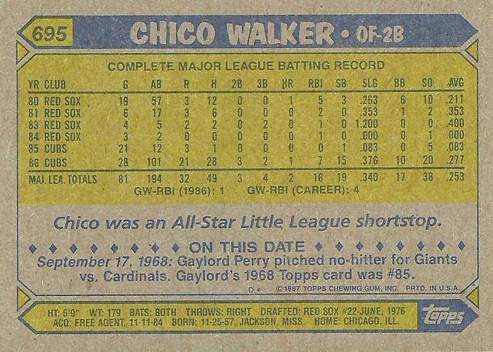 Chico Walker  baseball card collectible - Main Image 2