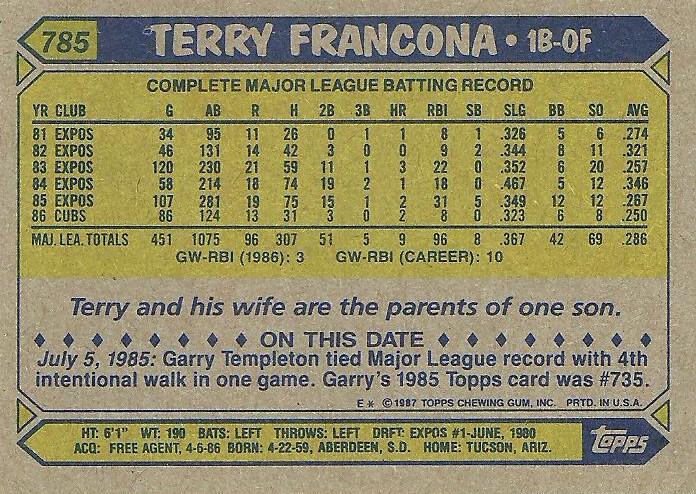 Terry Francona  baseball card collectible - Main Image 2