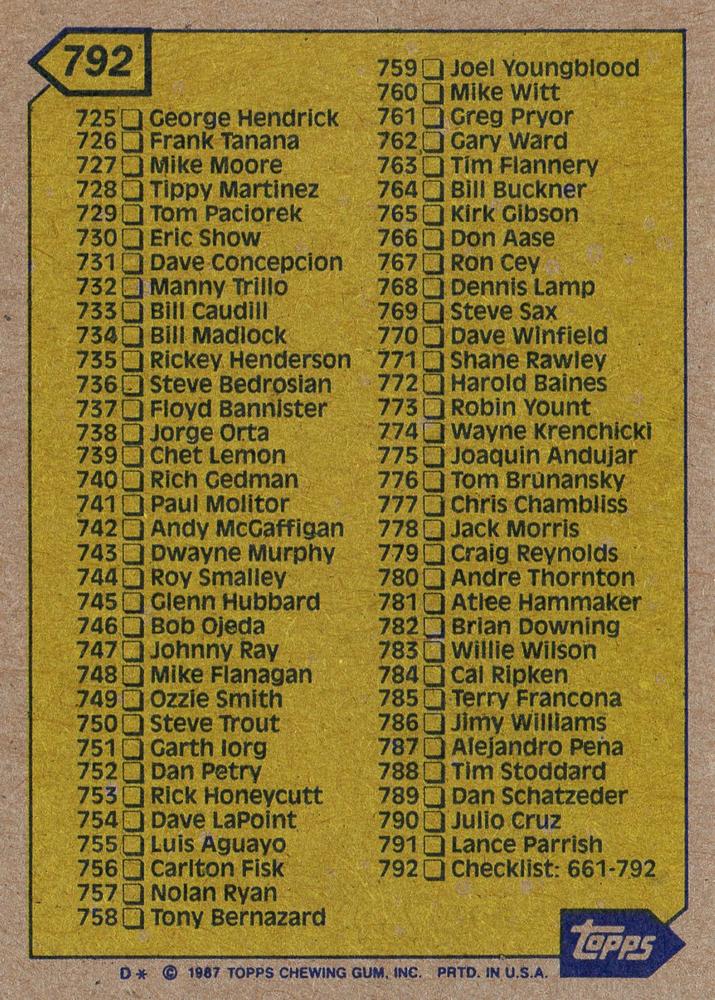 Checklist: 661-792  baseball card collectible - Main Image 2