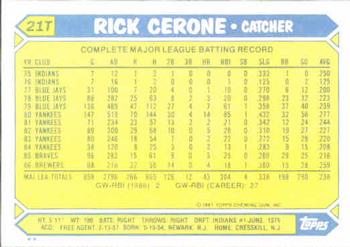 Rick Cerone  baseball card collectible - Main Image 2