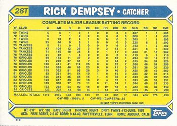 Rick Dempsey  baseball card collectible - Main Image 2