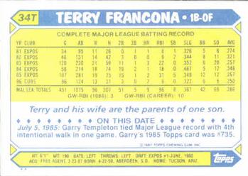 Terry Francona  baseball card collectible - Main Image 2