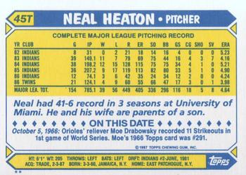 Neal Heaton  baseball card collectible - Main Image 2