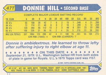 Donnie Hill  baseball card collectible - Main Image 2