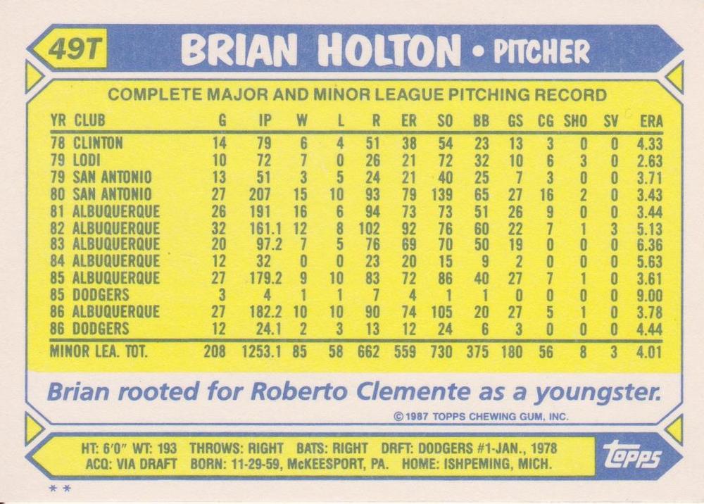 Brian Holton  baseball card collectible - Main Image 2