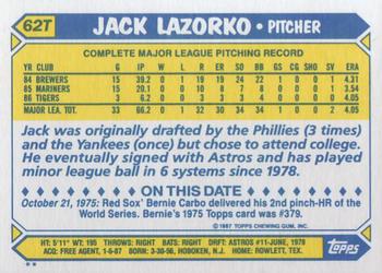 Jack Lazorko  baseball card collectible - Main Image 2