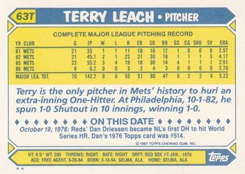 Terry Leach  baseball card collectible - Main Image 2