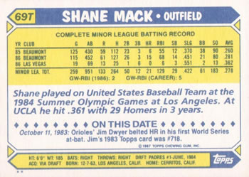 Shane Mack  baseball card collectible - Main Image 2