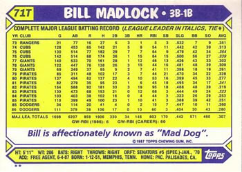 Bill Madlock  baseball card collectible - Main Image 2