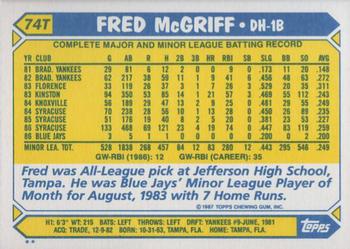 Fred McGriff  baseball card collectible - Main Image 2
