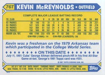 Kevin McReynolds  baseball card collectible - Main Image 2