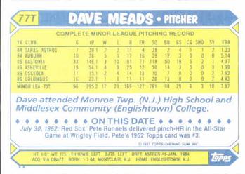 Dave Meads  baseball card collectible - Main Image 2