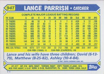 Lance Parrish  baseball card collectible - Main Image 2