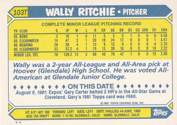 Wally Ritchie  baseball card collectible - Main Image 2