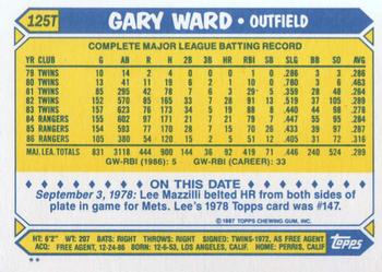 Gary Ward  baseball card collectible - Main Image 2