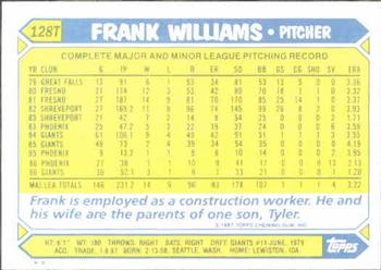Frank Williams  baseball card collectible - Main Image 2