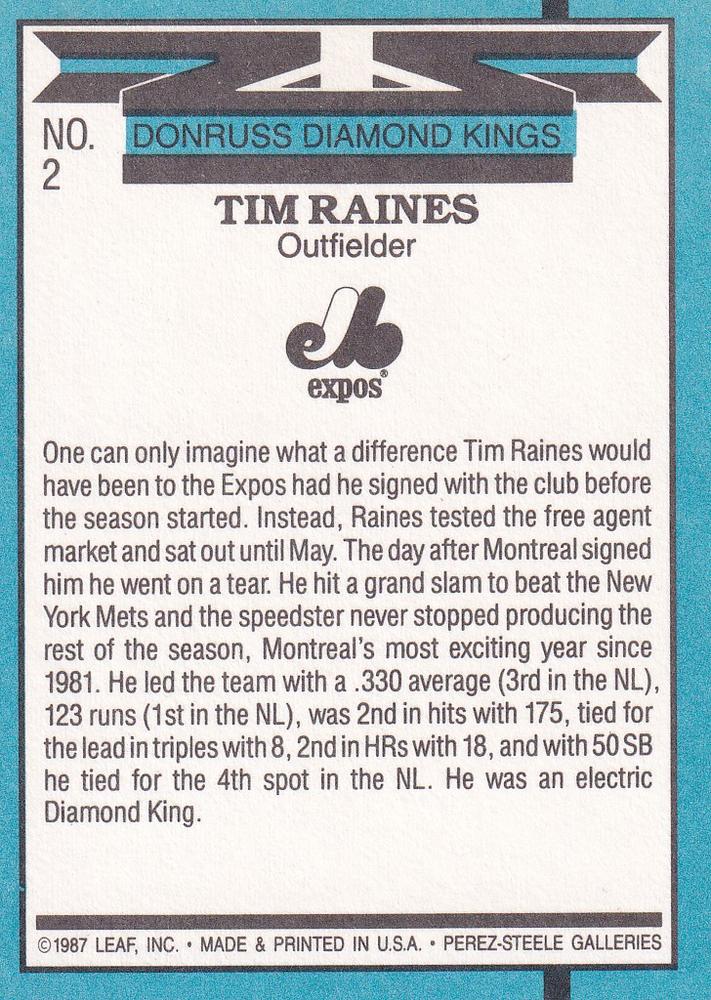 Tim Raines  baseball card collectible - Main Image 2