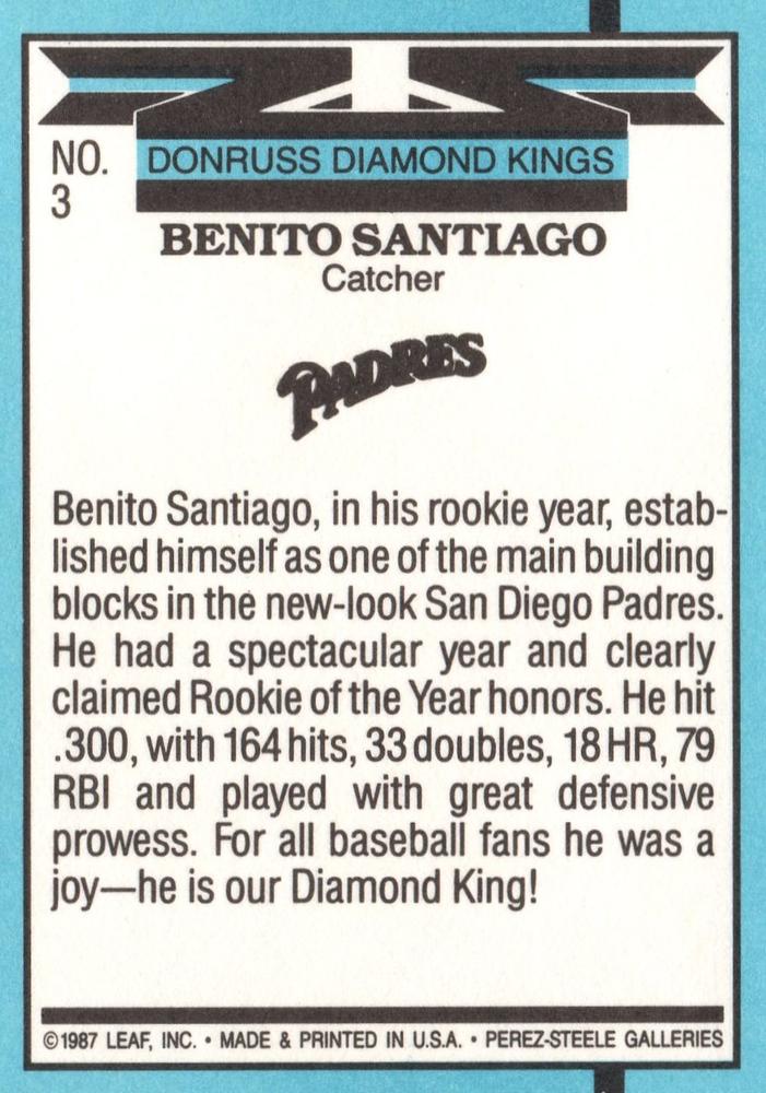 Benito Santiago  baseball card collectible - Main Image 2