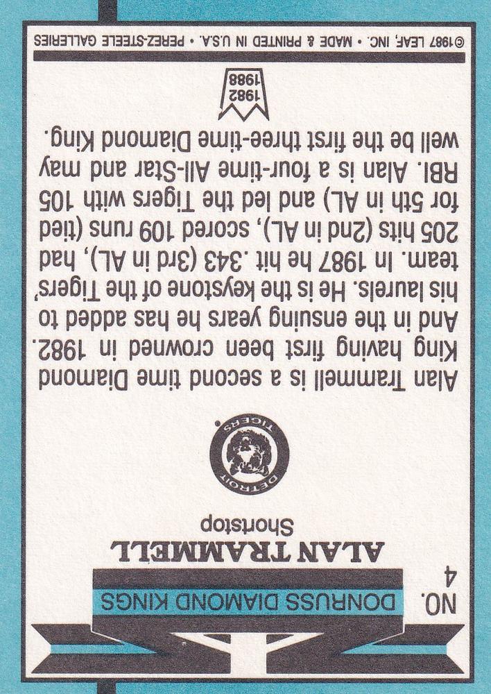 Alan Trammell  baseball card collectible - Main Image 2