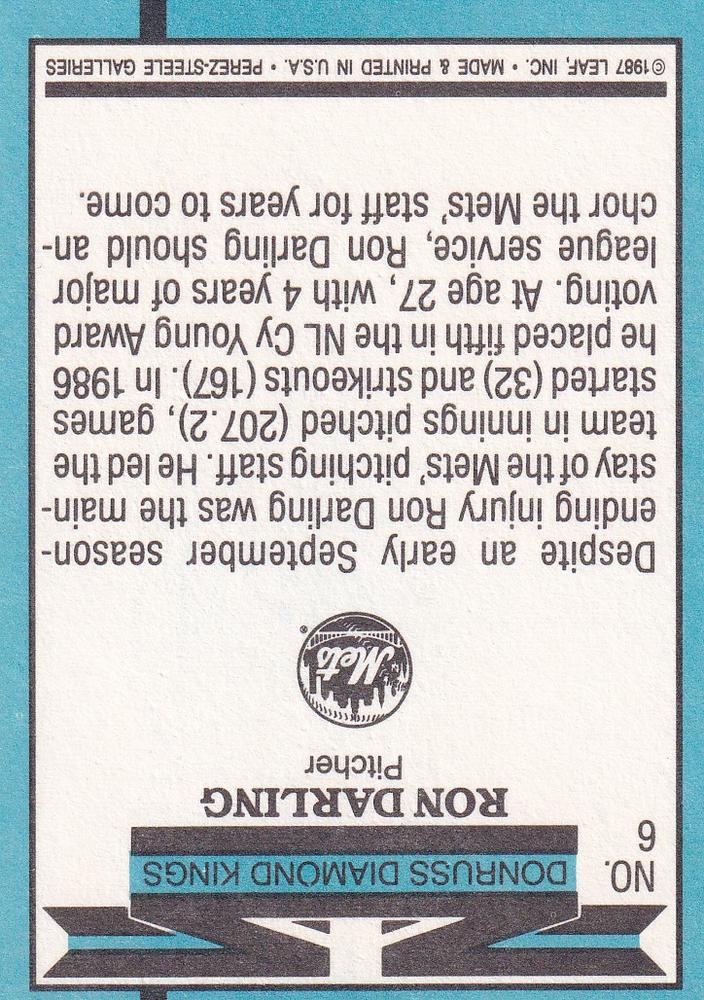 Ron Darling  baseball card collectible - Main Image 2