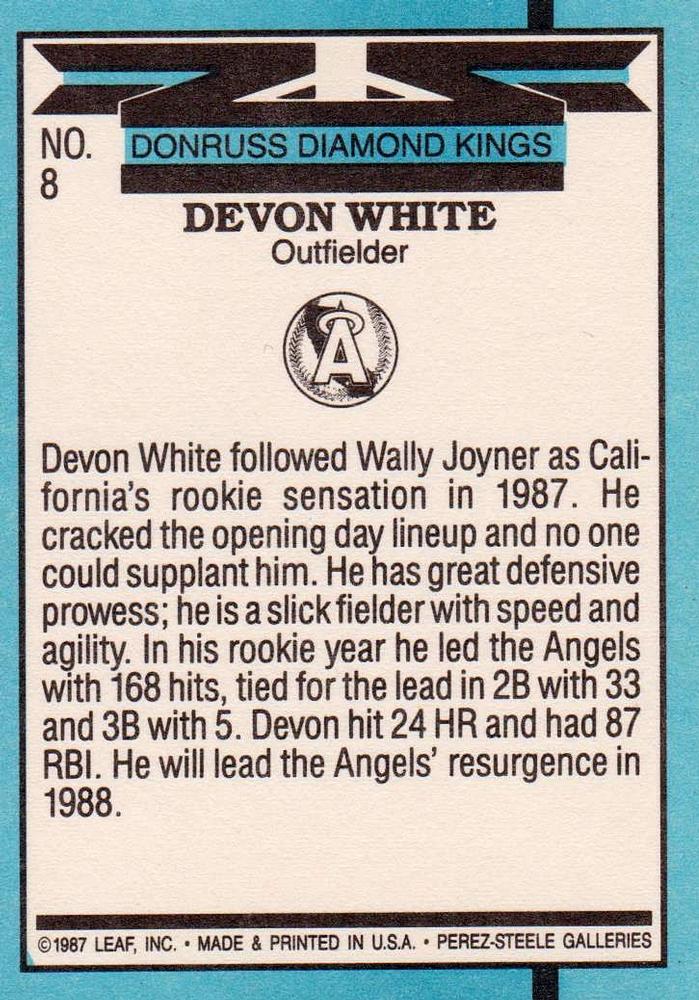 Devon White  baseball card collectible - Main Image 2