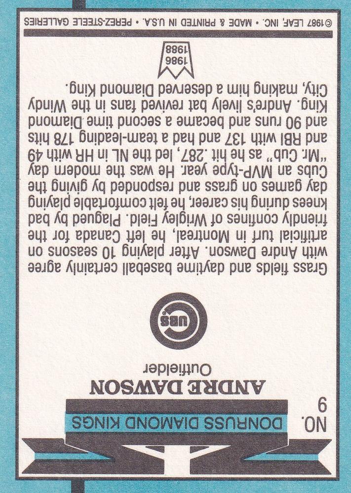 Andre Dawson  baseball card collectible - Main Image 2