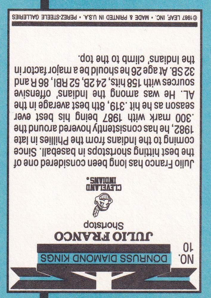 Julio Franco  baseball card collectible - Main Image 2