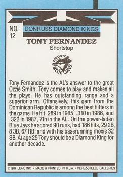 Tony Fernandez  baseball card collectible - Main Image 2