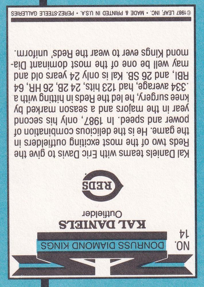 Kal Daniels  baseball card collectible - Main Image 2