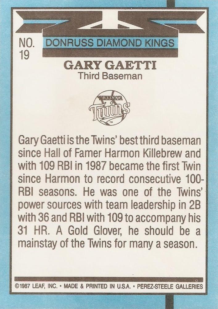 Gary Gaetti  baseball card collectible - Main Image 2