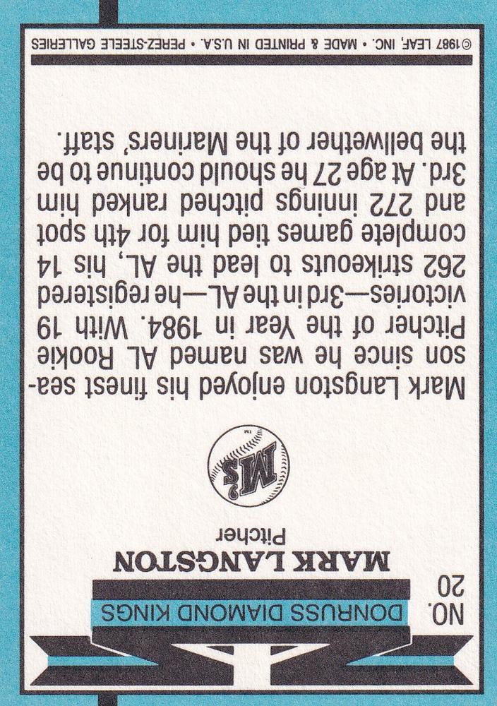 Mark Langston  baseball card collectible - Main Image 2