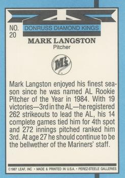 Mark Langston  baseball card collectible - Main Image 2