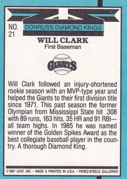 Will Clark  baseball card collectible - Main Image 2
