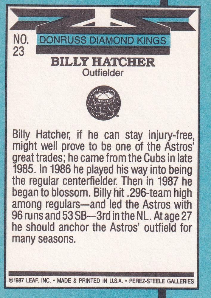 Billy Hatcher  baseball card collectible - Main Image 2