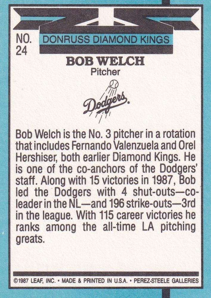 Bob Welch  baseball card collectible - Main Image 2