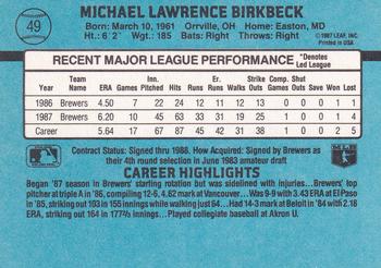 Mike Birkbeck  baseball card collectible - Main Image 2
