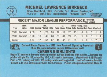 Mike Birkbeck  baseball card collectible - Main Image 2