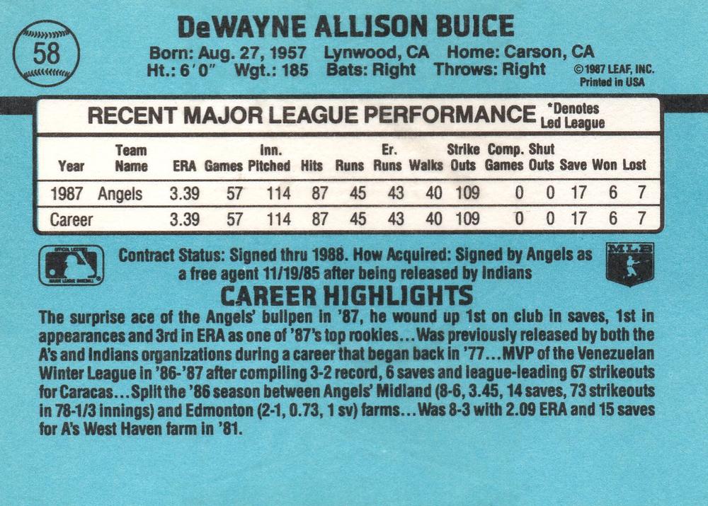 DeWayne Buice  baseball card collectible - Main Image 2