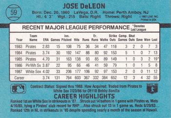 Jose DeLeon  baseball card collectible - Main Image 2
