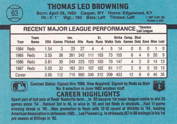 Tom Browning  baseball card collectible - Main Image 2