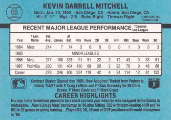 Kevin Mitchell  baseball card collectible - Main Image 2