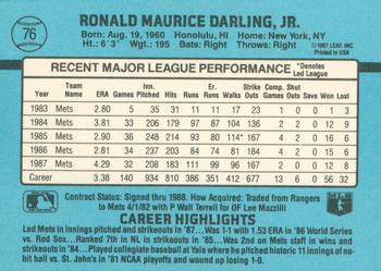 Ron Darling  baseball card collectible - Main Image 2