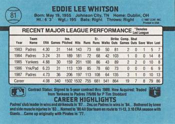 Ed Whitson  baseball card collectible - Main Image 2