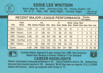Ed Whitson  baseball card collectible - Main Image 2