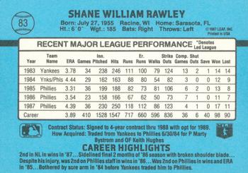 Shane Rawley  baseball card collectible - Main Image 2