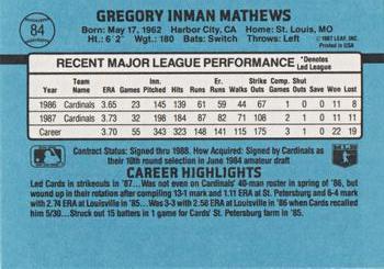 Greg Mathews  baseball card collectible - Main Image 2